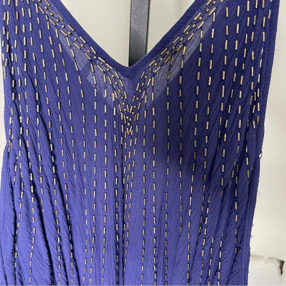 Free People Deep Blue Camisole with Metallic Highlights